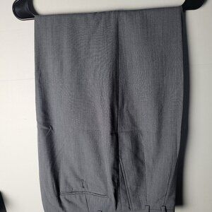 Cordovan & Grey 38x30 Gray Wool Blend Pleated & Cuffed Trousers Dress Pants